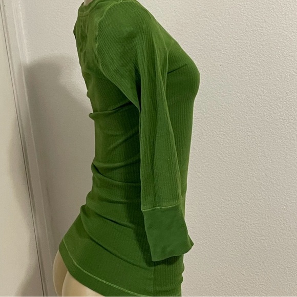 Aeropostale green Y2K vinyage half sleeve ribbed texture top shirt Fall Winter S - Picture 6 of 9